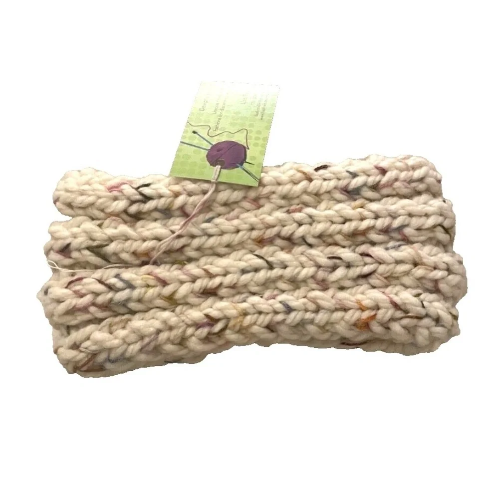 Hand-Knitted Headband/Ear‎ Warmer; Cableknit with Heart Accents; NWT